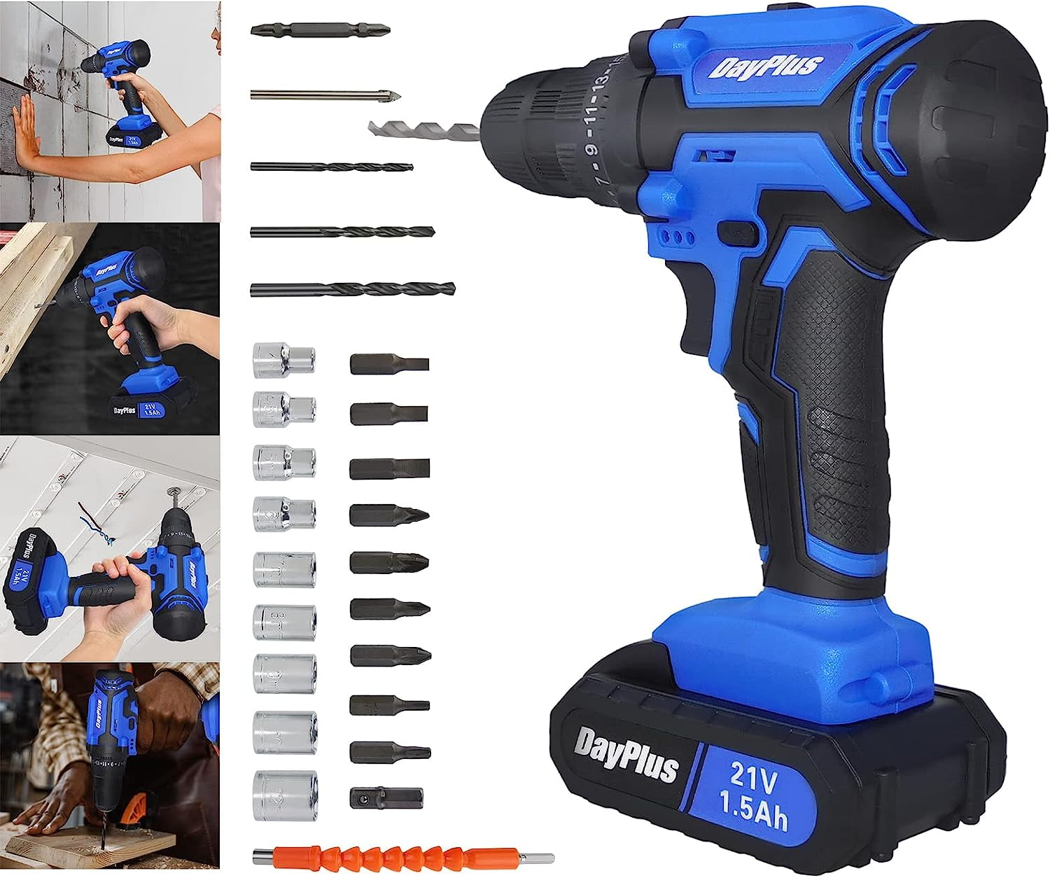 Tool Set WORKBLESS 21V Power Drill Set, Cordless Drill With