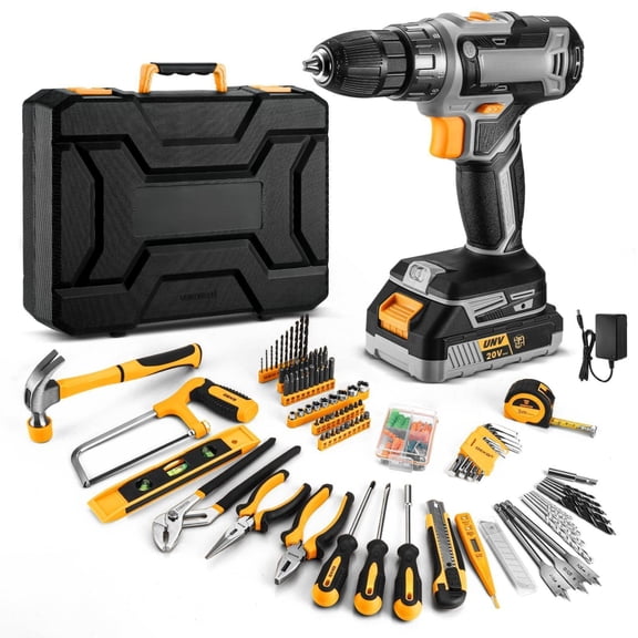 Cordless Drill Tool Kit Set: 20v Power Box With Electric Driver For Men Home Hand Repair Basic Toolbox Tools Sets Drills Case