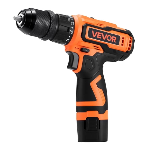 Cordless Drill and Driver Kit, 5-in-1 Metal Chuck, 2-Speed, Includes 2 Batteries & Charger, Tool Case - for Drilling and Screw Driving in Wood/Metal
