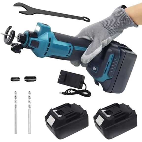 Cordless Drywall Cut Out Tool & 20V Drywall Rotary Saw - 30000 RPM Brushless Rotary Saw with 2x3.0Ah Batteries, Fast Charger for Drywall, Wood, Sheetrock Cutting$$