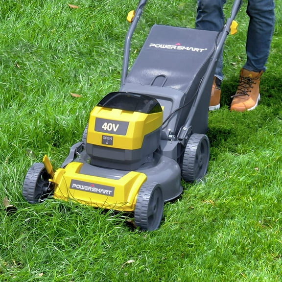 Cordless Electric 17'' Lawn Mower, Segmart Battery Lawn Mower for 0.35 Acre lawns, 17Inch Cutting Deck, 5 Mowing Heights, Yellow