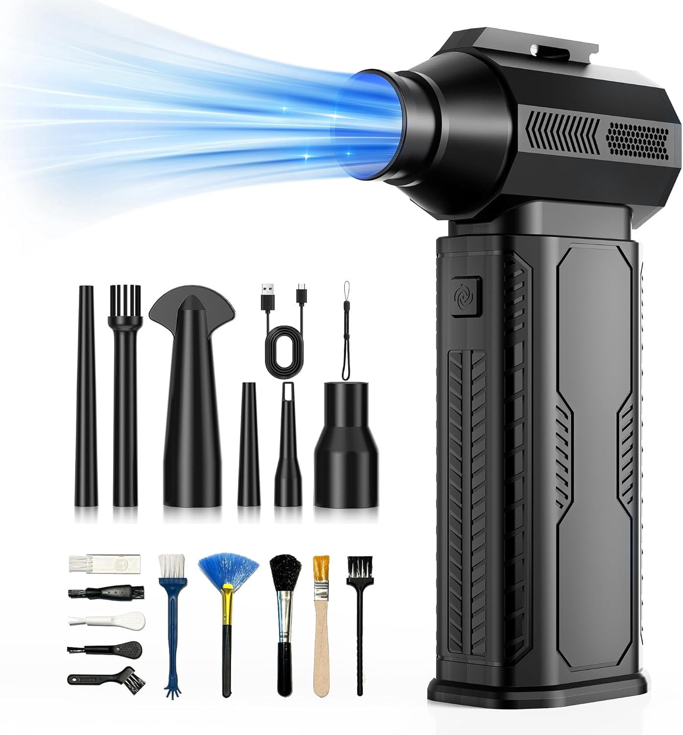 Cordless Electric Air Duster, 130,000RPM Ultra-Powerful with 8000mAh Battery, 4-Speed Adjustable Air Blower for Keyboard, Computer, Car and Home Cleaning