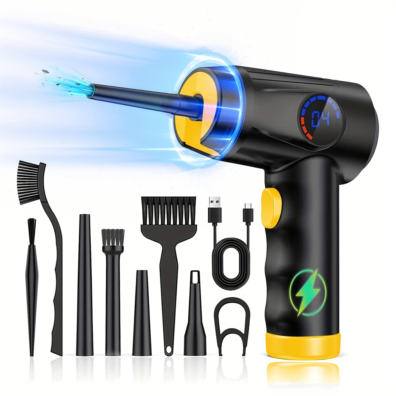 Cordless Electric Air Duster, 6000mAh Rechargeable, 51000 RPM 4 Speed ...