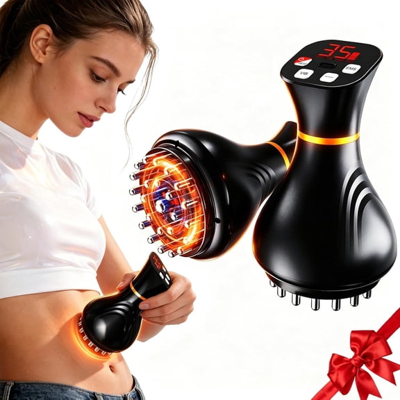 ZVOUS Handheld Electric Body Massager with 35 Speeds, Heat, and Vibration, for Relaxation on Stomach, Arms, Legs, Waist, and Neck, Black