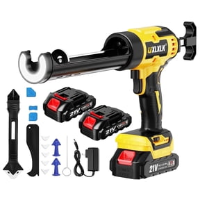 Cordless Electric Caulking Gun with 2x2000mAh Batteries, 6 Adjustable Speed, LED Light, Battery Powered Caulk Gun for Filling, Sealing, Repair