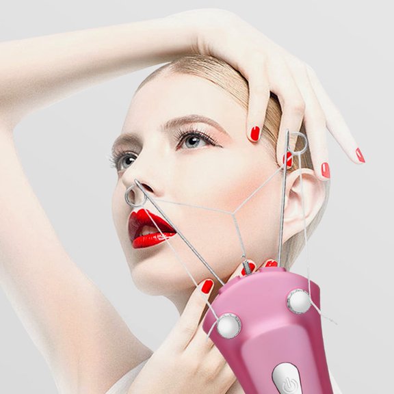 Cordless Electric Facial Threading Hair Removal for Women, Face Epilator USB Charging Threading Tool for Face Electric Threading Eyebrow Threading Machine for Women, White