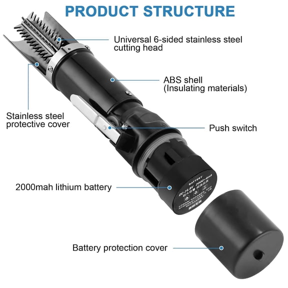 Cordless Electric Fish Scaler Remover with Extra Battery for Left & Right Handed Use