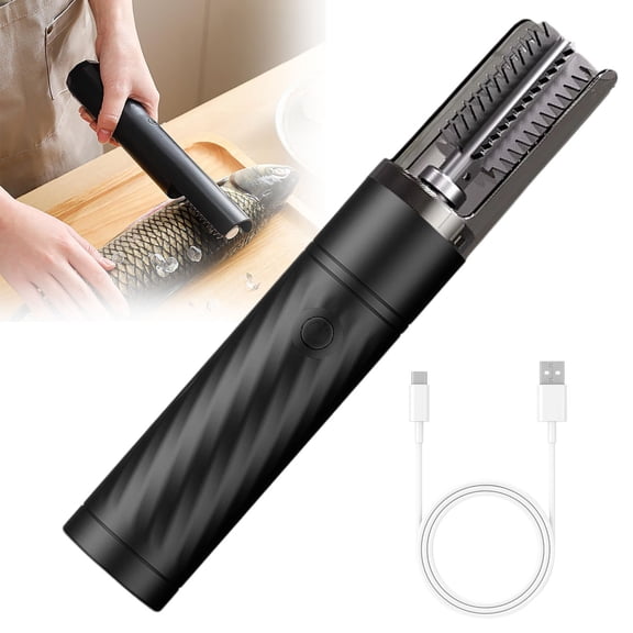 Cordless Electric Fish Scaler Tool, Powerful Coconut Grater Machine, Portable Cordless Fish Scale Scraper, Waterproof & Professional Fish Descaler Tool, Black
