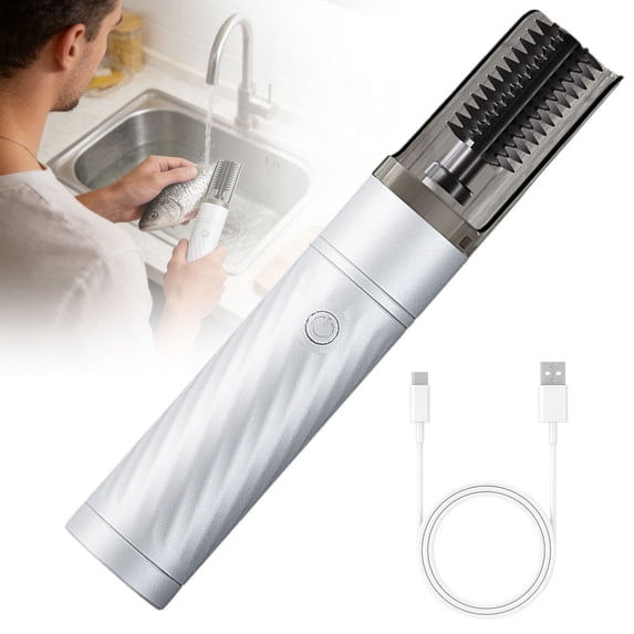 Cordless Electric Fish Scaler Tool, Powerful Coconut Grater Machine, Portable Cordless Fish Scale Scraper, Waterproof & Professional Fish Descaler Tool, White