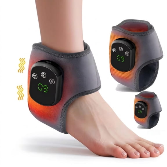 Generic Electric Foot Massager with Heat, 3 Vibration Speeds & 5 Temperature Settings, Foot & Ankle Vibration Massager for Home Office Use, Gray (2 Piece)