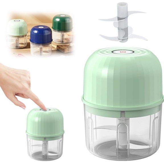 Cordless Electric Garlic Chopper – Mini 6-Blade Veggie Grinder with USB-C Charging for Kitchen & Dorm (Plastic)