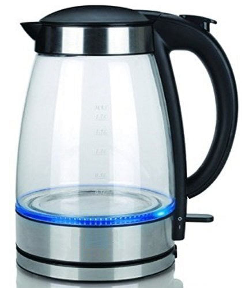 Cordless Electric Glass Hot Water Kettle 1.8 Quart Stainless Steel 1500W Tea LED