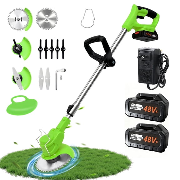 Kepeak Cordless Electric String Trimmer, 3-Blade Weed Wacker, 221V 4.0Ah Batteries, 3.28 lbs Lightweight Grass Cutter