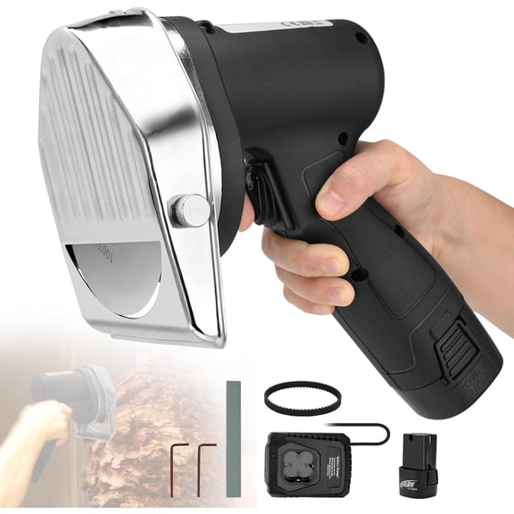 Cordless Electric Gyro Kebab Slicer 80W Portable Sliced Shawarma Cutter Doner Kebab Cutting Knife Machine with Fast Charger and 2 Rechargeable Power 0.02-0.31 Thickness