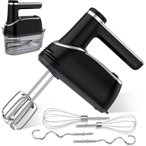 Cordless Electric Hand Mixer: 12 Speeds Powerful Handheld Mixer, Snap-On Storage Case & Eject Button