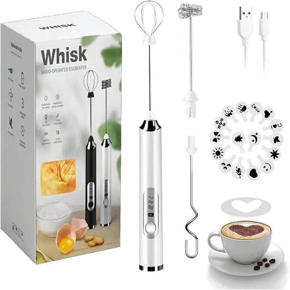 Cordless Electric Hand Mixer| 3-Speed Rechargeable Whisk With 2 Detachable Heads, Compact Baking Tool For Thin Batter / Eggs / Cookies| Ideal For Tiny Kitchen / RV / Camping (Macaron Purple & White)