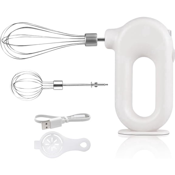 dykaae Cordless Electric Hand Mixer, 4 Speed Handheld Egg Beater with 2 Detachable Stir Whisks for Whipping or Mixing Eggs, Butter, Cream, etc