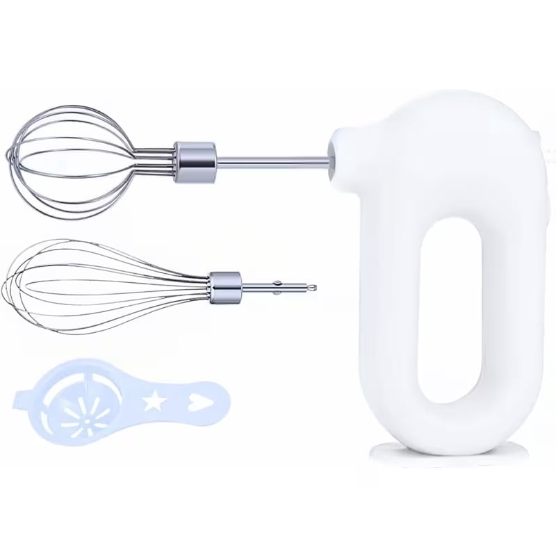Cordless Electric Hand Mixer, Lightweight Portable USB Rechargeable Handheld Whisk with 2 Detachable Beaters and Egg Separator, 3 Speed Modes for Kitchen Baking at Home