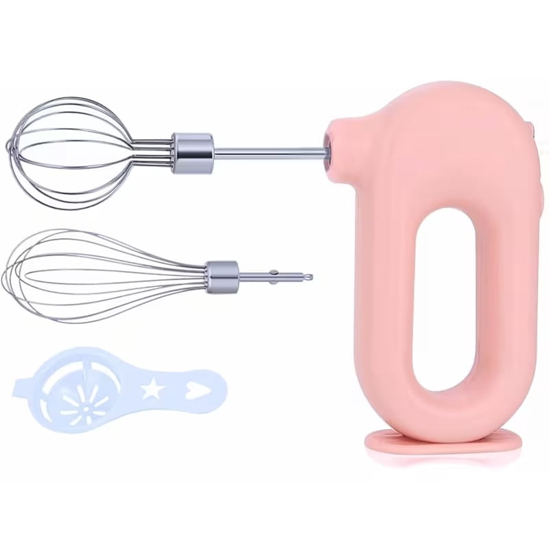 Cordless Electric Hand Mixer, Lightweight Portable USB Rechargeable Handheld Whisk with 2 Detachable Beaters and Egg Separator, 3 Speed Modes for Kitchen Baking at Home