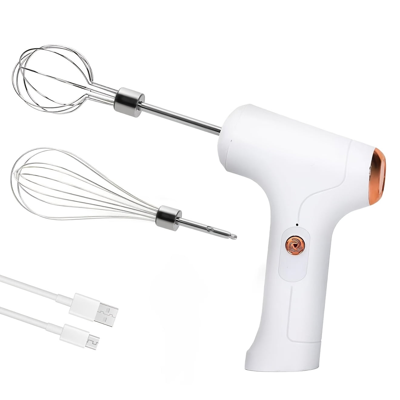 Cordless Electric Hand Mixer USB Rechargeable 304 Stainless Steel 3 Speed Modes Detachable Stir Whisks Portable Kitchen Baking Tool