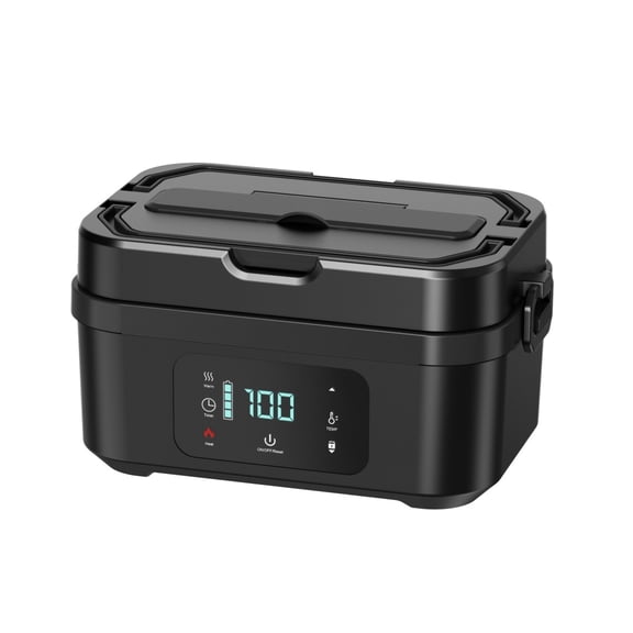 Cordless Electric Heated Lunch Box 6.3-Cup Portable Rechargeable Self-Heating Food Warmer with 10000mAh Battery 75W Fast Heating & Type-C Leak Proof Stainless Steel Container