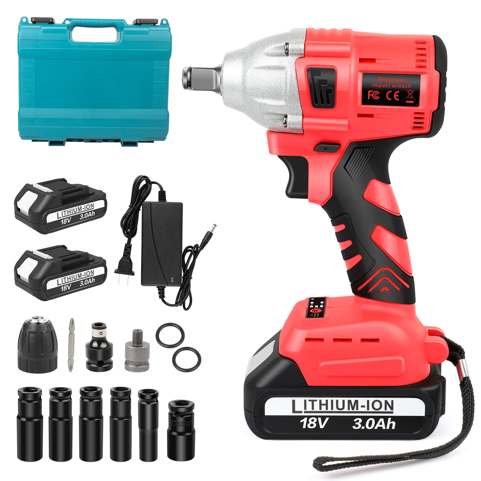 Cordless Electric Impact Wrench Gun 1 2 Driver 650Nm Li ion