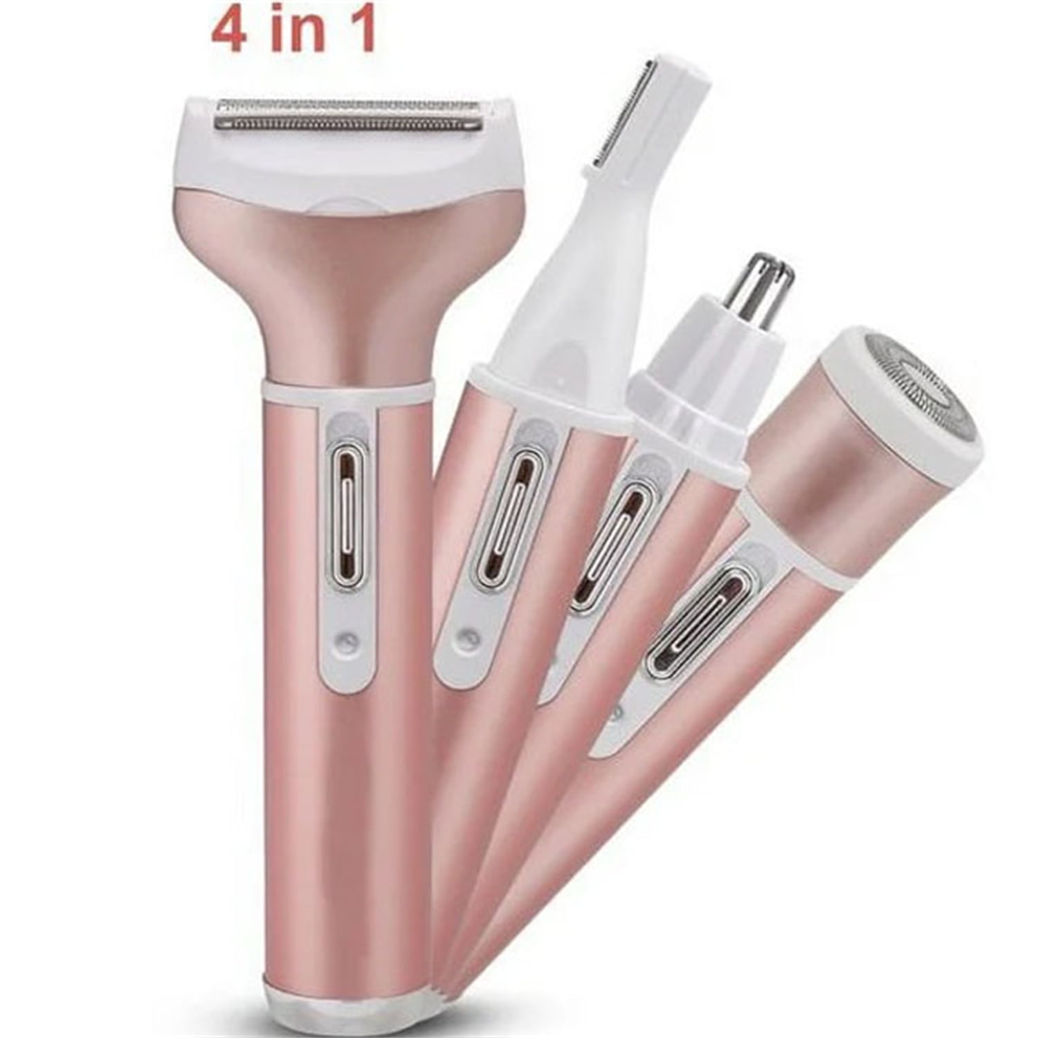 Cordless Electric Lady Shaver,4 in 1 Woman Facial Epilators, Rechargeable Epilator Lady Hair Painless Shaver,Hair Removerfor Face & Body Hair Removal,Eyebrow Trimmer,Armpit, Bikini and Leg(Rose Gold)