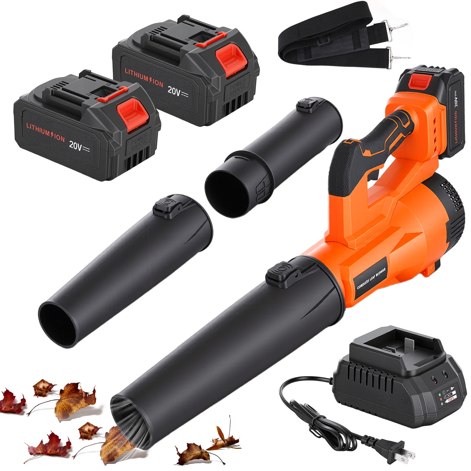 Cordless Brushless Leaf Blower, 20V 800CFM 160MPH & 6 Speed Levels with 2 X 4.0Ah Batteries &  Fast Charger for Patio Cleaning, Lawn Care, Blowing Leaves and Dust