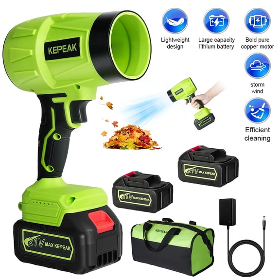 Cordless Electric Leaf Blower Kepeak Portable Handheld Leaf Blower with Dual 4.0Ah Batteries for Lawn, Garden & Yard Cleaning