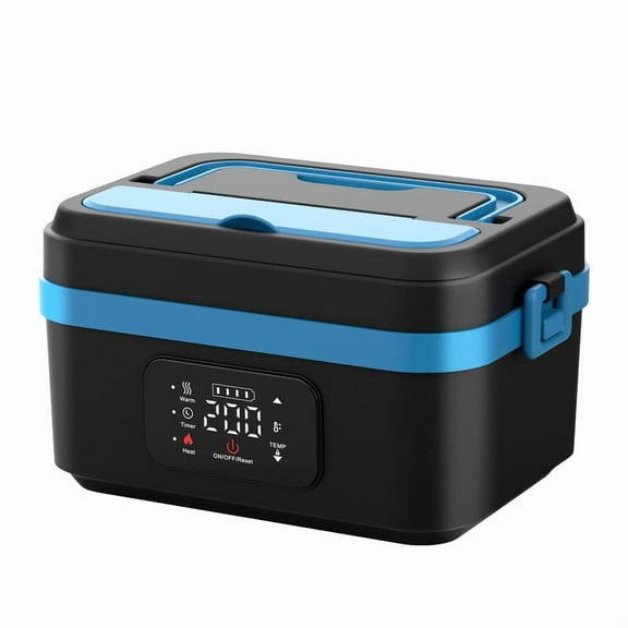 Cordless Electric Lunch Box,8000mAh Self-heating Food Warmer with Power Bank & Smart Timer, 60W Fast Heating Leak-proof Heated Lunch Box