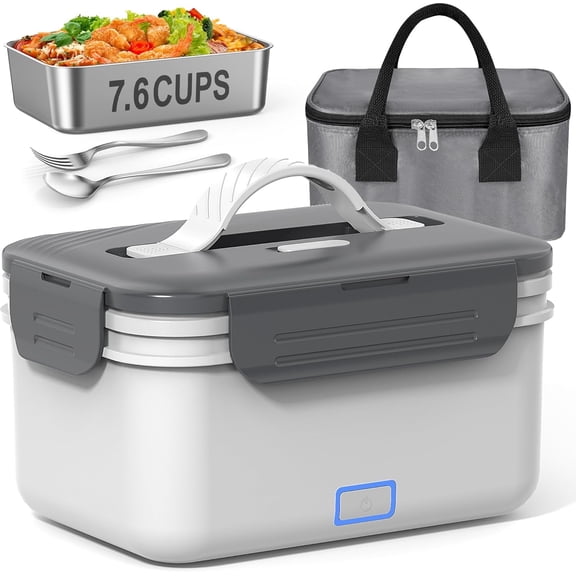 Cordless Electric Lunch Box for Adults, 1.8L/61oz Rechargeable Portable Food Warmer, 4in1 Ultra Quick Heated Lunch Box Food Heater for Travel/Car/Out Work, New Year White Elephant Gifts