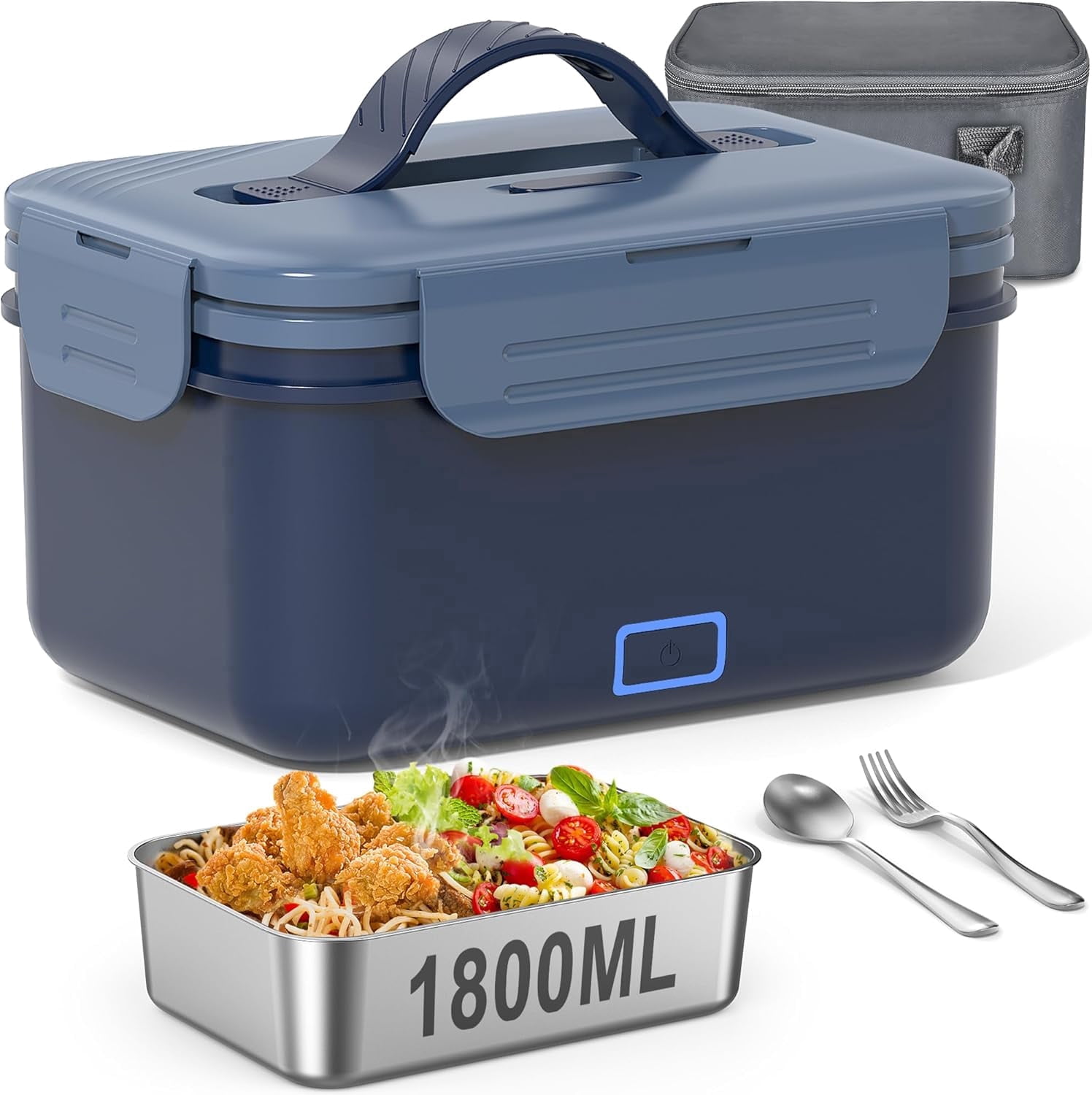 Cordless Electric Lunch Box for Adults, 1.8L Rechargeable Heated Lunch Box for Men, Portable Self-Heating Food Warmer for Car/Truck/Office Christmas White Elephant Gifts for Men Women