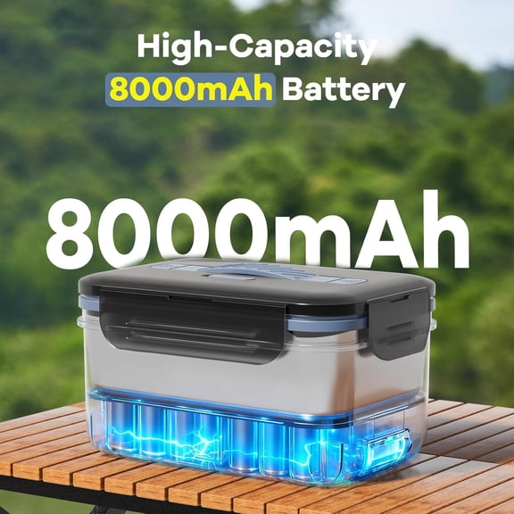 Cordless Electric Lunch Box for Adults, 1.8L Rechargeable Portable Food Warmer Heated Lunch Box,  White Elephant Gifts, Suitable for Office, Picnic, Car, Construction Site