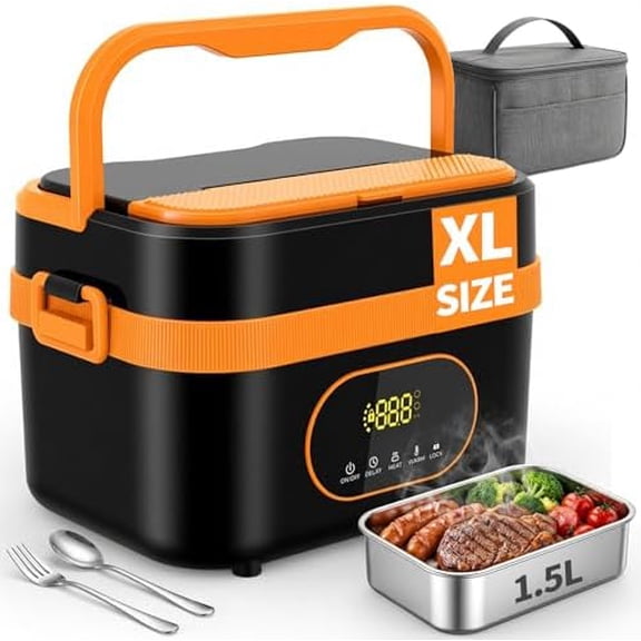 Cordless Electric Lunch Box for Adults, 18000mAh & 60W Fast Heating Food Warmer, 1.5L Leak-Proof Container, Adjustable Temp & Keep Warm for Office, Travel, Camping, Truck