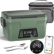 Cordless Electric Lunch Box for Adults, Rechargeable Heated Lunch Box with Scheduled Heating, Portable Food Warmer with Memory Function & Automatic Keep Warm, Christmas White Elephant Gifts