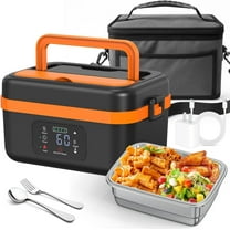 Cordless Electric Lunch Box for Adults, Rechargeable Self-Heating Lunch Box Food Warmer with Timer&Adjustable Heating,34oz/1L Stainless Container with Insulated Bag for Office,Picnic,Car&Outdoor Use