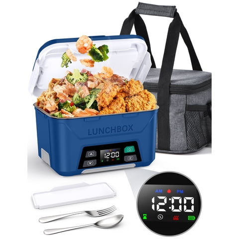 MPOW Cordless Electric Lunch Box, Heated Lunch Box Battery Powered with Automatic Scheduled Heating, 5.5 Cups Capacity, with Removable Tray Divider, Dishwasher Safe, for Hot Meals Anywhere