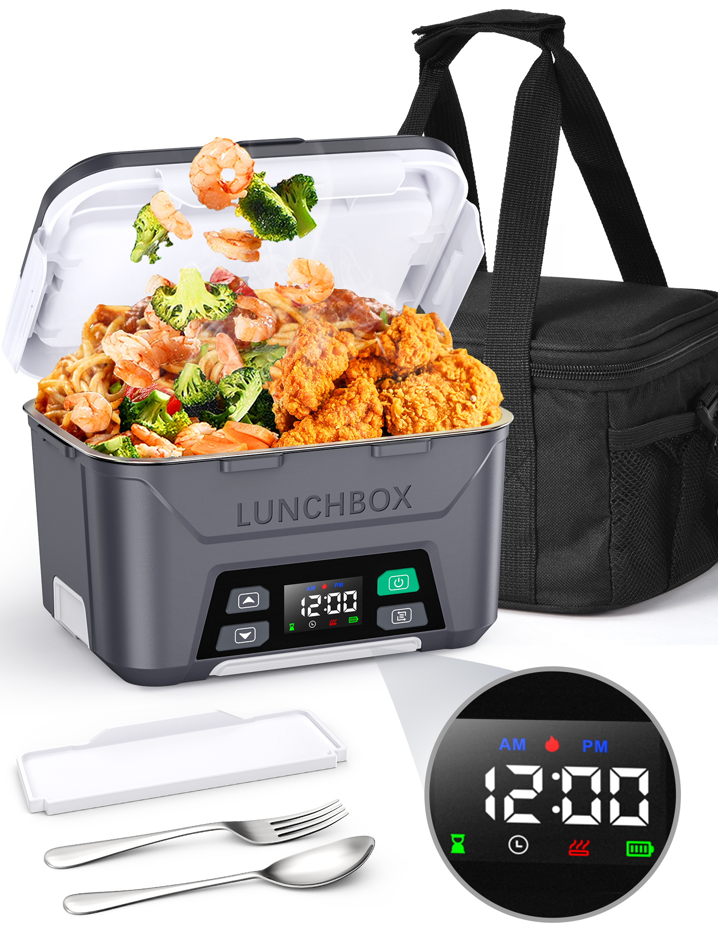 Cordless Electric Lunch Box Heated Lunch Box Battery Powered Automatic Scheduled Heating 5 5 Cups Capacity Removable Tray Divider Dishwasher Safe Hot: What Stands Out on Walmart