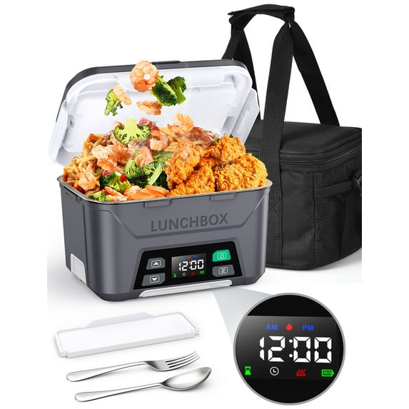MPOW Cordless Electric Lunch Box, Heated Lunch Box Battery Powered with Automatic Scheduled Heating, 5.5 Cups Capacity, with Removable Tray Divider, Dishwasher Safe, for Hot Meals Anywhere