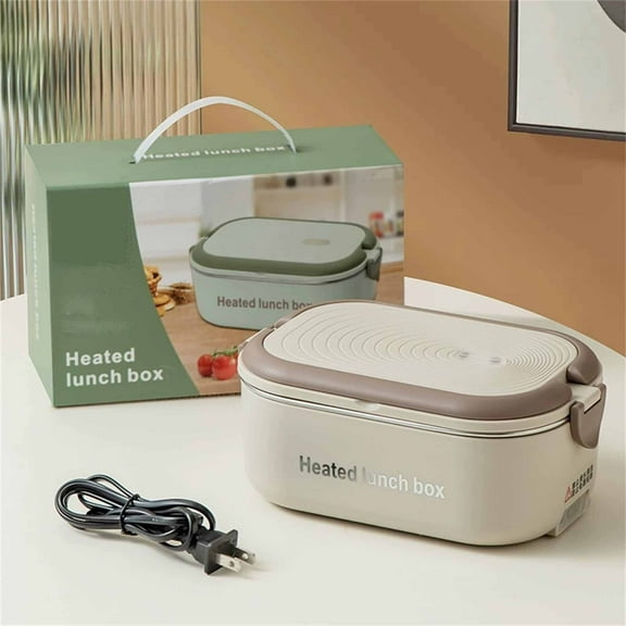 Cordless Electric Lunch Box, Heated Lunch Box Battery Powered with Automatic Scheduled Heating with Removable Tray Divider, Dishwasher Safe, for Hot Meals Anywhere, Brown