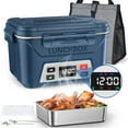 thumbnail image 1 of Portable Electric Lunch Box for Adults- Automatic Scheduled Heating Meal Container, Cordless Battery Powered Heated Lunch Box, 5.5 Cups Capacity, with Removable Tray Divider, Dishwasher Safe，Blue, 1 of 17
