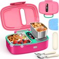 thumbnail image 1 of VOPOYO Cordless Electric Lunch Box for Kids, 2-in-1 Chill & Warm Heated Lunch Box with Ice Pack, Scheduled Heating, 5 Cup Capacity, Leak Proof, Removable Divider, for Girls Boys School Picnic, 1 of 8