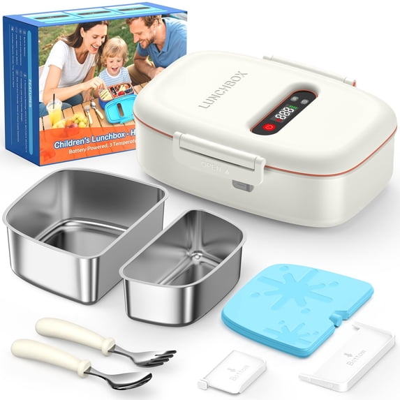 VOPOYO Cordless Electric Lunch Box for Kids, 2-in-1 Chill & Warm Heated Lunch Box with Ice Pack, Scheduled Heating, 5 Cup Capacity, Leak Proof, Removable Divider, for Girls Boys School Picnic