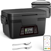 Cordless Electric Lunch Box for Adults 1.2L Rechargeable Self-Heating Food Warmer with APP Control, 5-Sided Fast Heating up to 248 F