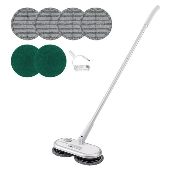 Cordless Electric Mop, Up to 70 mins Powerful Battery, Electric Spin Mop with Dual Spinning Heads, 4 Microfiber Pads & 2 Floor Scrubber Pads, for Hardwood/Bathroom/Tile Floor Cleaning
