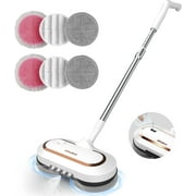 Cordless Electric Mop, AlfaBot Floor Cleaner with LED Headlight & Water Sprayer, Up to 60 mins Working Time, Dual-Motor Powerful Spin Mop with 13.6oz Water Tank for Multi-Surface, Self-Propelled