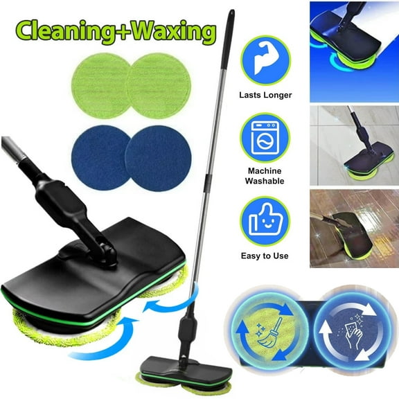 Cordless Electric Mop, Electric Mop for Floor Cleaning Hardwood / Tile / Marble / Laminate Floor, Rechargeable Dual Spinning Scrubber Cleaner , 4 Reusable Microfiber Pads