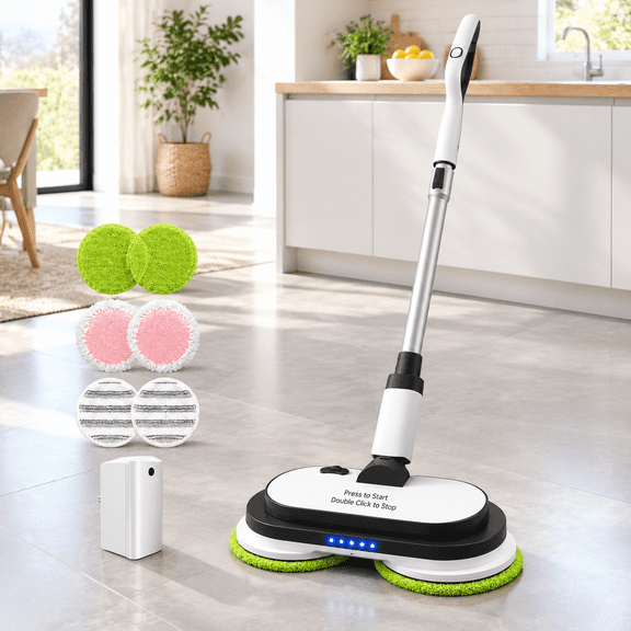 Cordless Electric Mop with LED Light, Self-Propelled Movement and Water Spray for Hard Floors