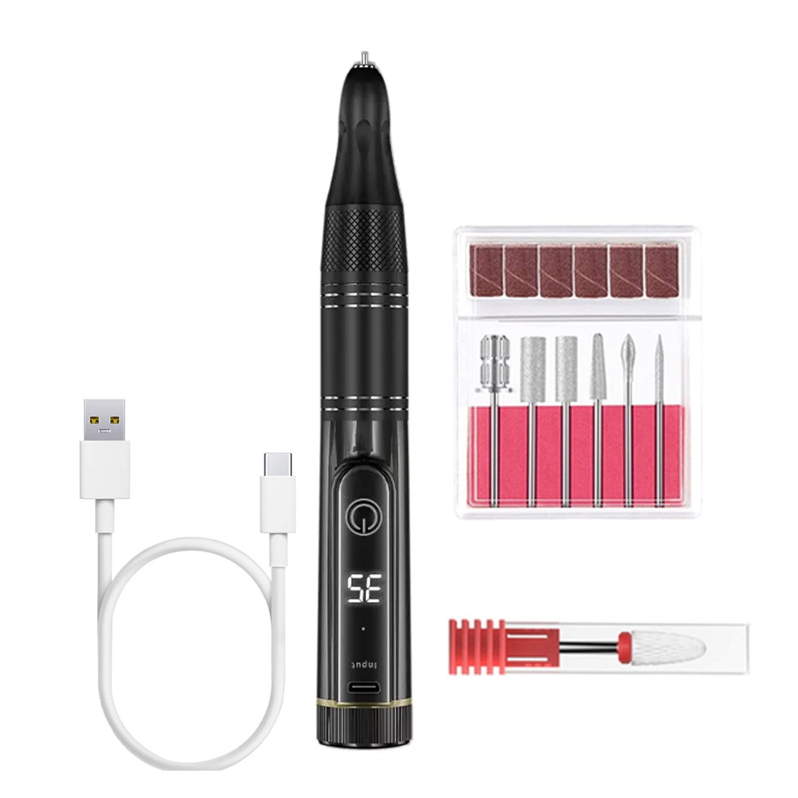 Cordless Electric Nail Drill Machine With LED Display, Forward Reverse Direction E File, Nail Drill For Acrylic Nails Manicure Set ,Low Noise