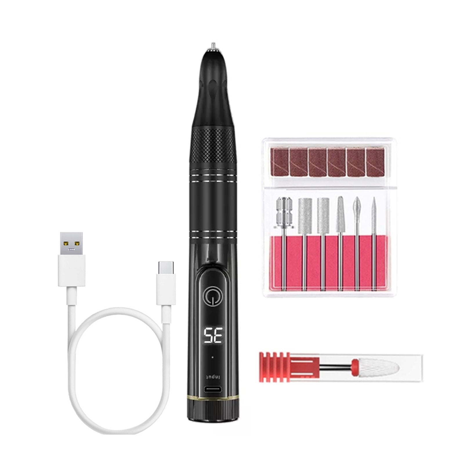 Cordless Electric Nail Drill Machine With LED Display,Professional Efile Nail Drill Kit,Portable Nail Drill For Acrylic Nails ,Low Noise